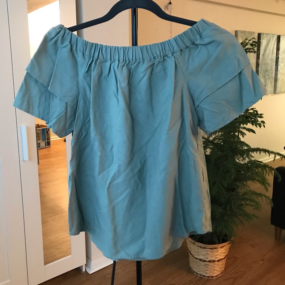 Light Green Off the Shoulder Top